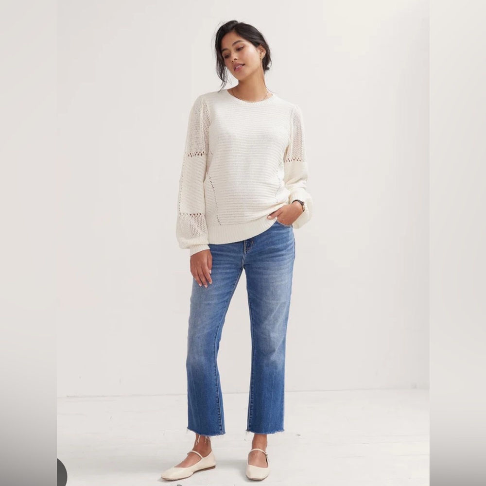 Hatch maternity dark Blue Denim straight leg ankle crop pants. Worn once. Sz 30